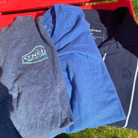 Men’s polo banana republic strip shirt and 2 t-shirts. — size Medium - Picture 1 of 8